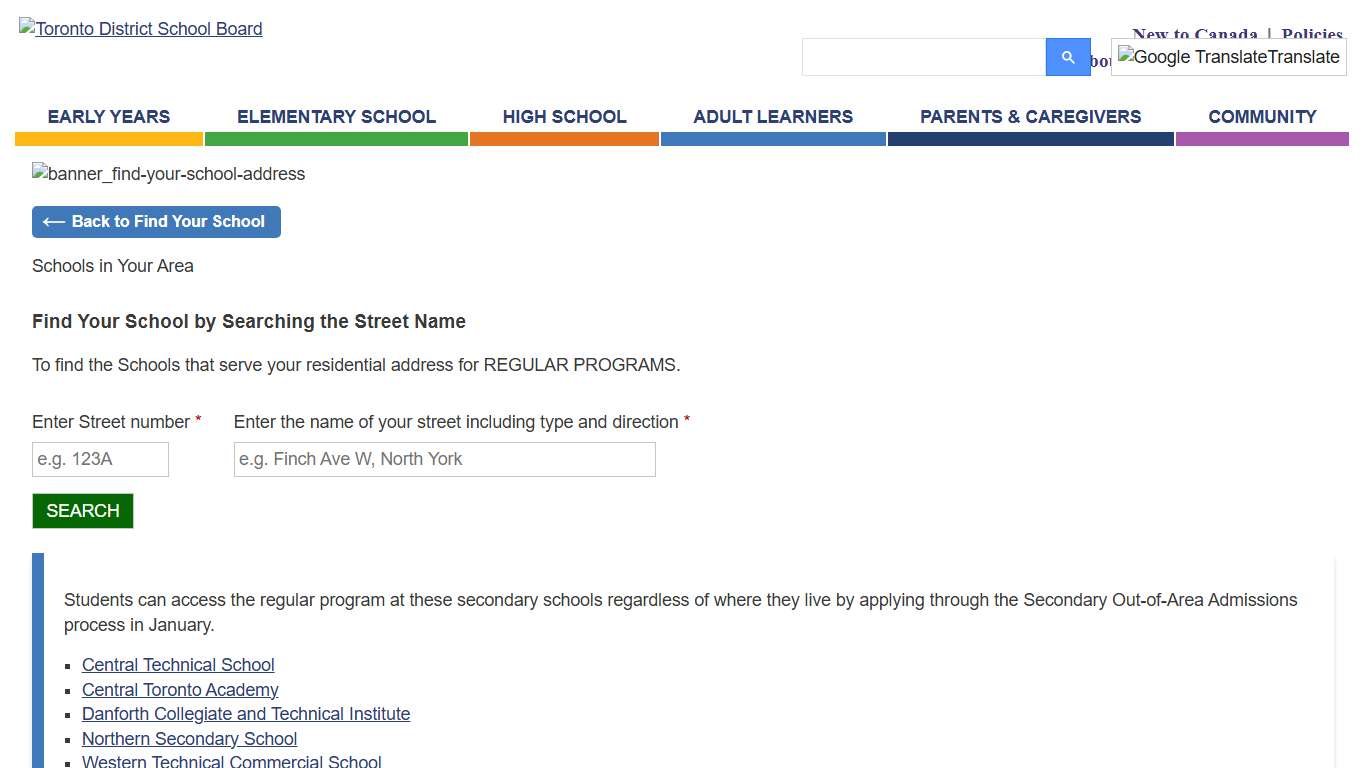 Find Your School By Address