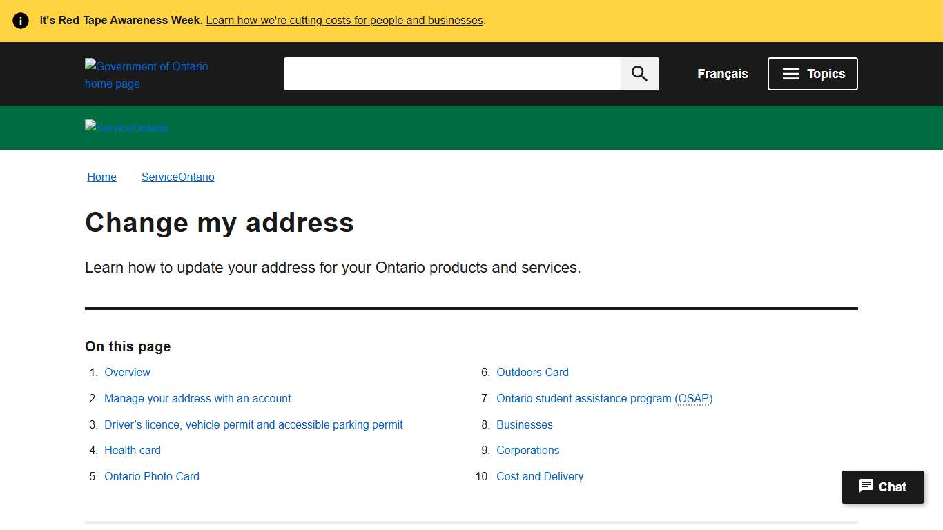 Change my address ontario.ca